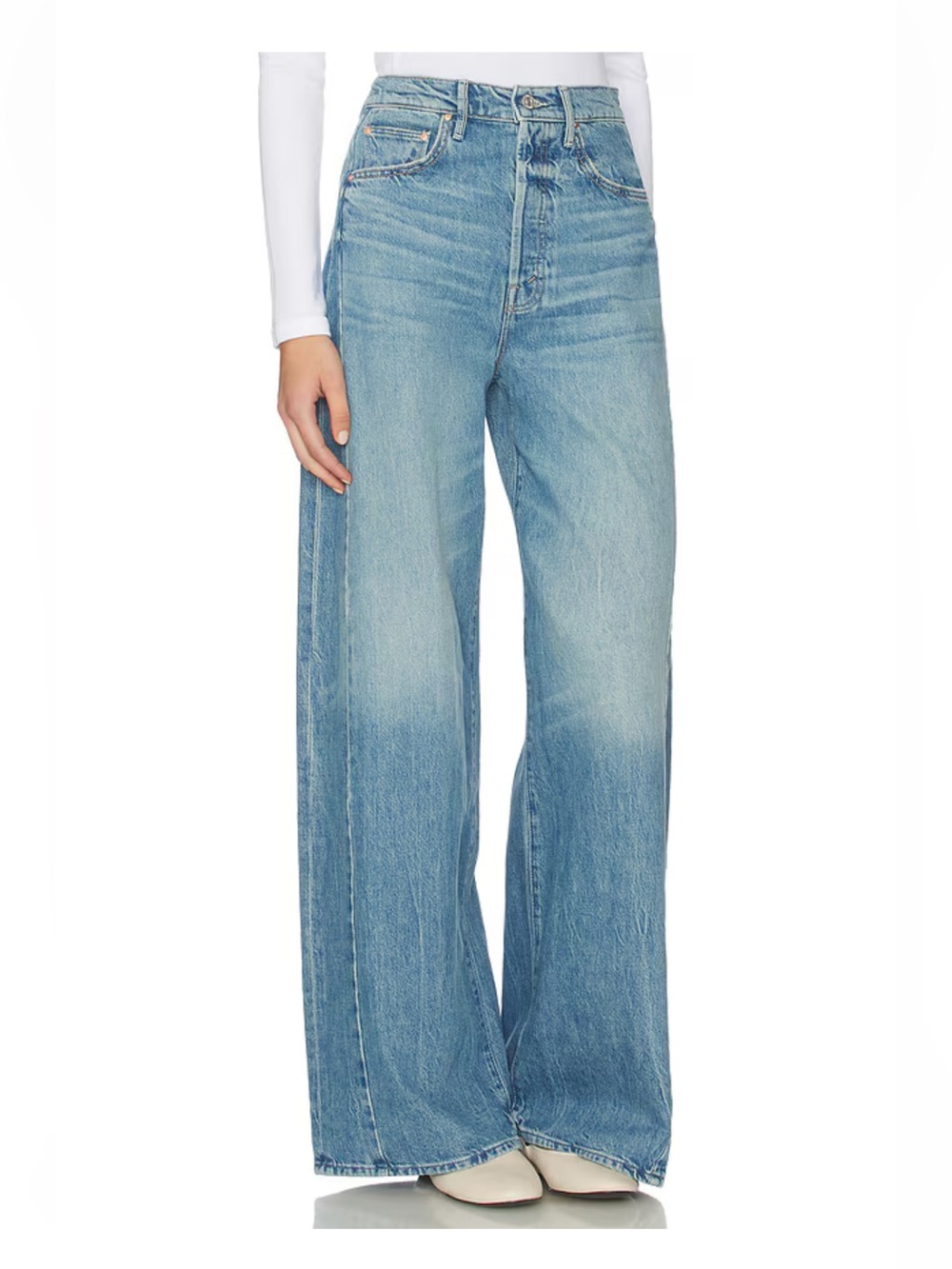 MOTHER Light Blue Wide Leg Flare Jeans - Picture 2 of 11